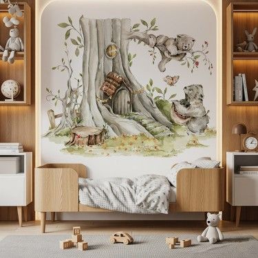 Tapeta Urocze misie i domek w drzewie