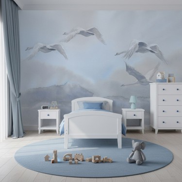 Tapeta Lecące łabędzie