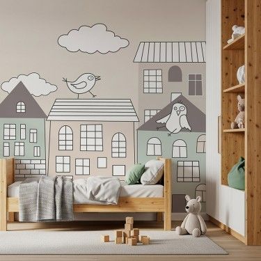 Tapeta Pastelowe domki 