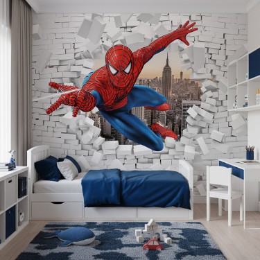 Tapeta Spiderman burzy ścianę