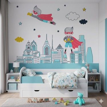 Tapeta Superbohater nad miastem