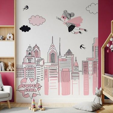 Tapeta Supergirl nad miastem