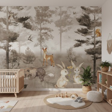 Tapeta Urocze zwierzątka w lesie